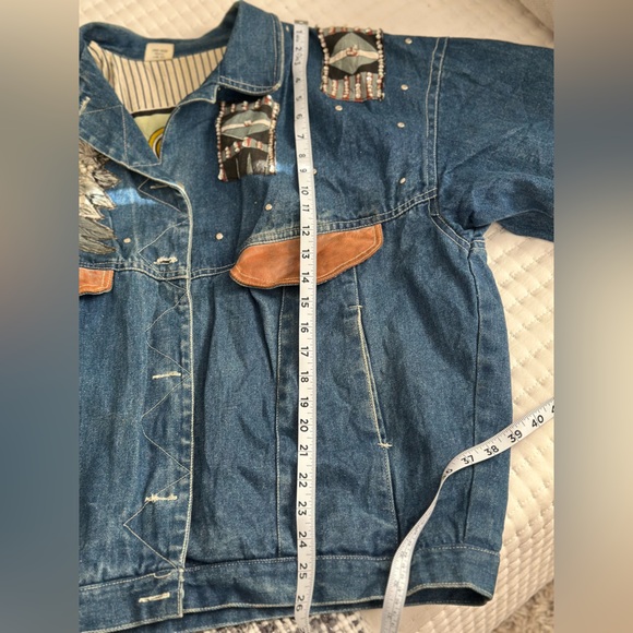 JouJou Indian Southwest Embroidered Beaded Embellished Denim Woman’s Jacket - Picture 10 of 11